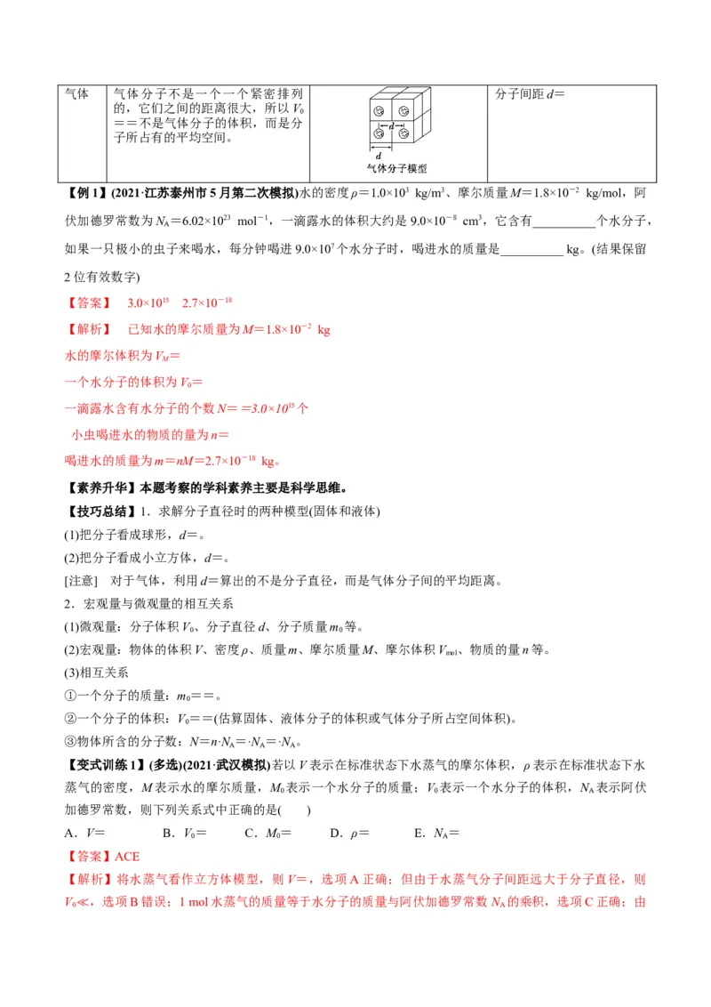 专题15.1分子动理论讲解析版_04高考物理_新高考复习资料_2022年新高考复习资料_2022年高考物理一轮复习讲练测（新教材新高考）