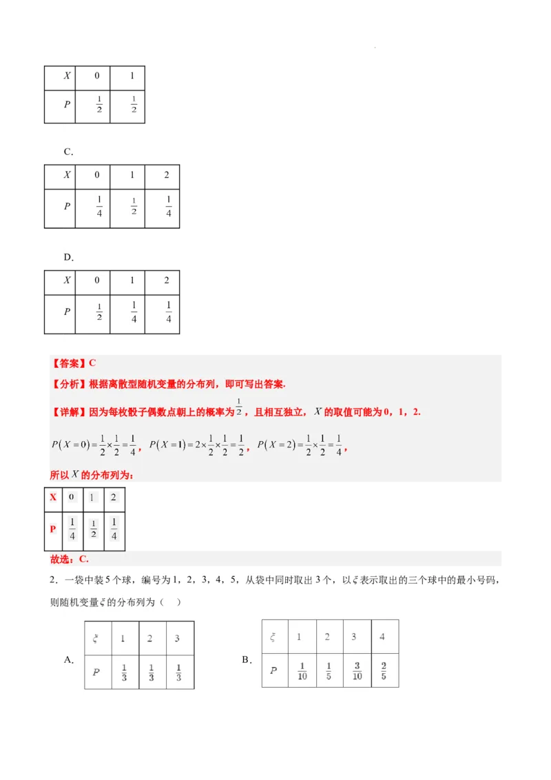 第54讲离散型随机变量及其分布列、均值与方差（精讲）一轮复习讲义2024年高考数学高频考点题型归纳与方法总结（新高考通用）解析版_02高考数学_新高考复习资料_2024年新高考资料