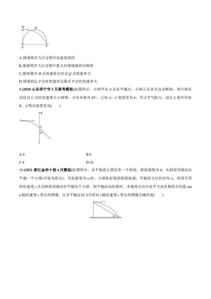 专题4.2抛体运动的规律及实验练原卷版_04高考物理_新高考复习资料_2022年新高考复习资料_2022年高考物理一轮复习讲练测（新教材新高考）