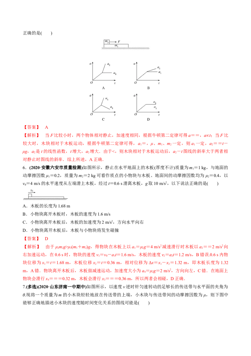 专题3.2动力学典型模型的分析练解析版_04高考物理_新高考复习资料_2022年新高考复习资料_2022年高考物理一轮复习讲练测（新教材新高考）