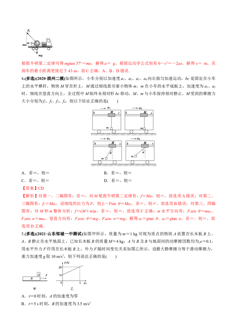 专题3.2动力学典型模型的分析练解析版_04高考物理_新高考复习资料_2022年新高考复习资料_2022年高考物理一轮复习讲练测（新教材新高考）