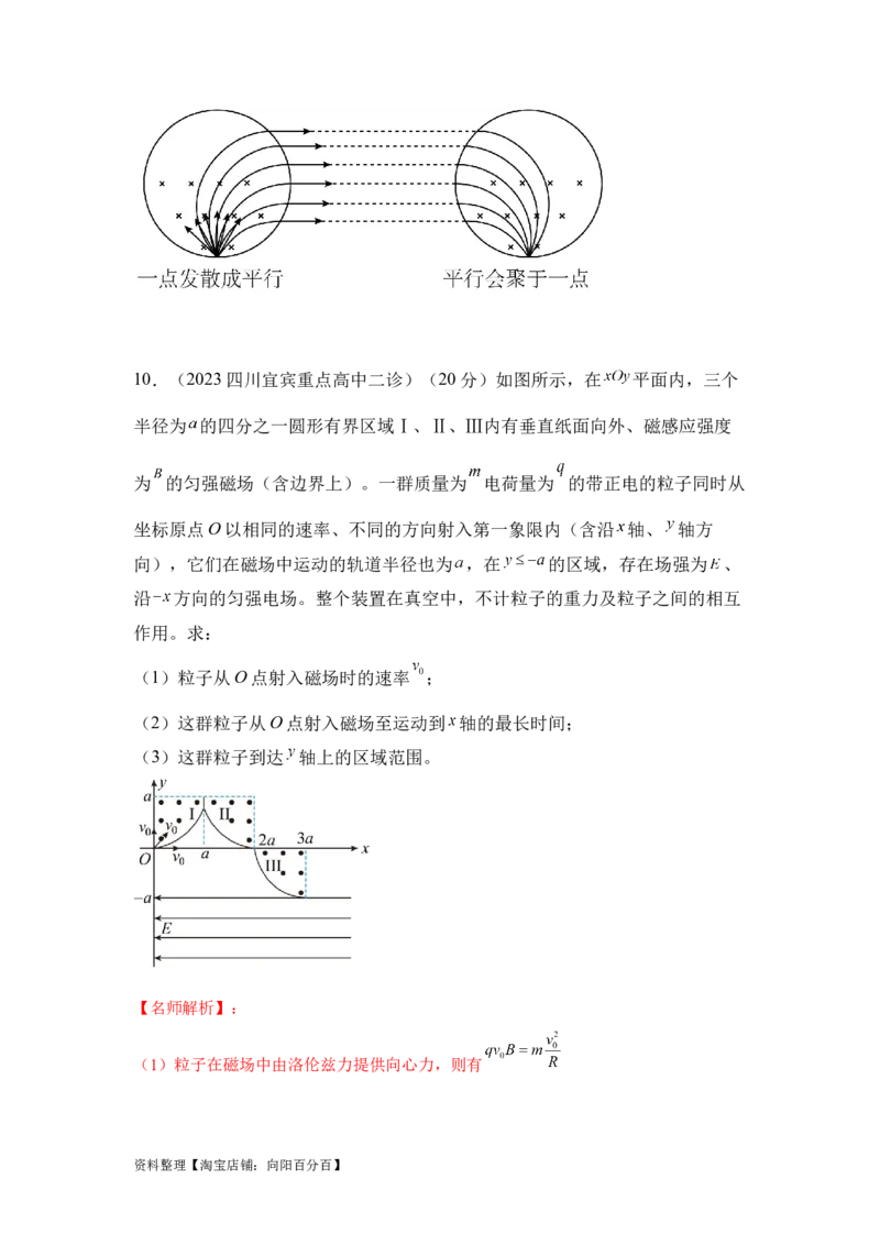 模型51旋转圆、放缩圆、磁聚焦模型（解析版）_04高考物理_新高考复习资料_2024新高考复习资料_二轮复习资料_2024高考物理二轮复习80模型最新模拟题专项训练_教师版（含答案解析）