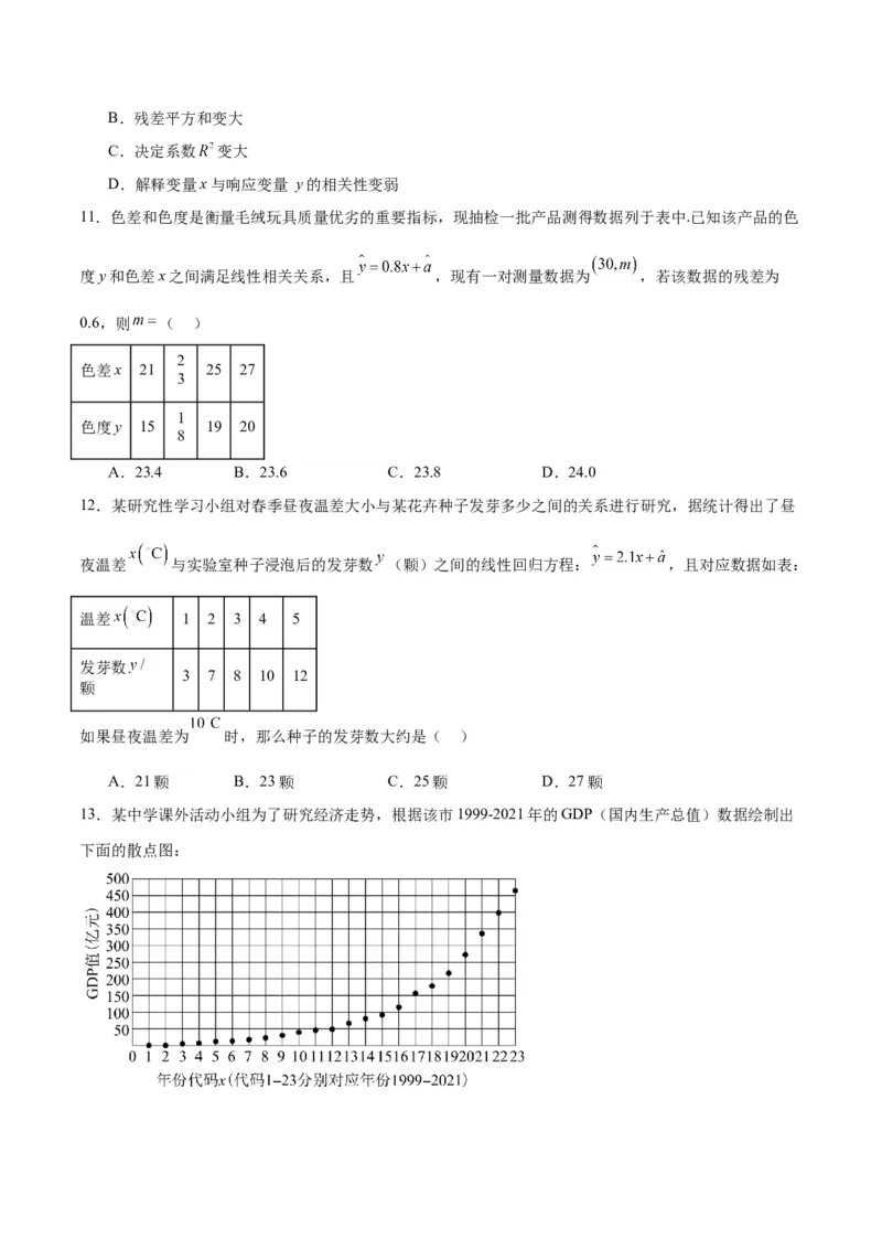 第49练成对数据的统计分析（精练：基础+重难点）一轮复习讲义2024年高考数学高频考点题型归纳与方法总结（新高考通用）原卷版_02高考数学_新高考复习资料_2024年新高考资料