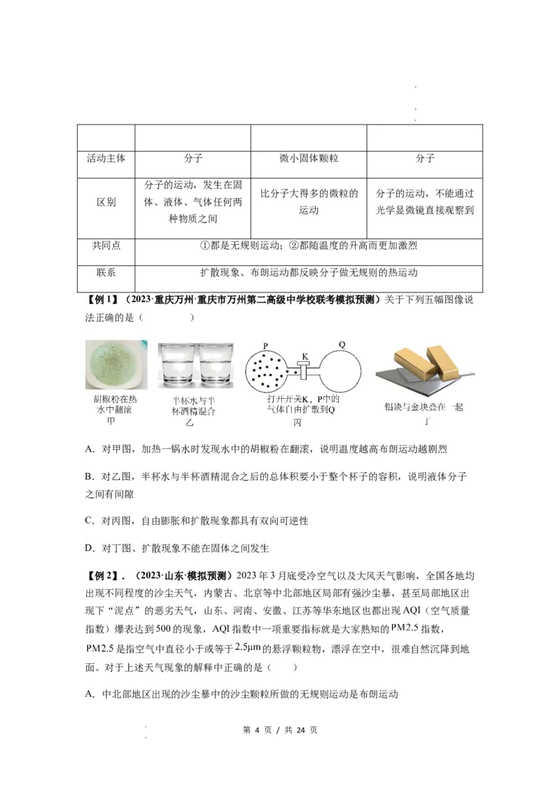 专题33热学的基本概念与原理（原卷版）_04高考物理_新高考复习资料_2024新高考复习资料_一轮复习资料_完2024届高考物理一轮复习热点题型归类训练_专题33热学的基本概念与原理