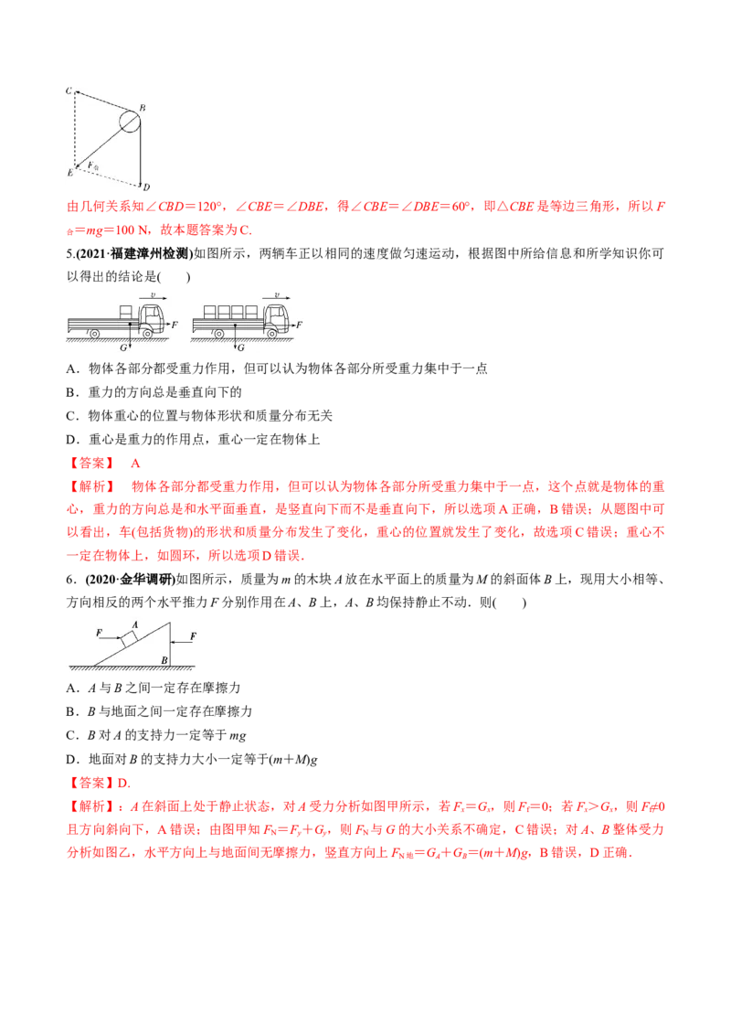 专题2.1三大性质力的理解及运算及实验练解析版_04高考物理_新高考复习资料_2022年新高考复习资料_2022年高考物理一轮复习讲练测（新教材新高考）