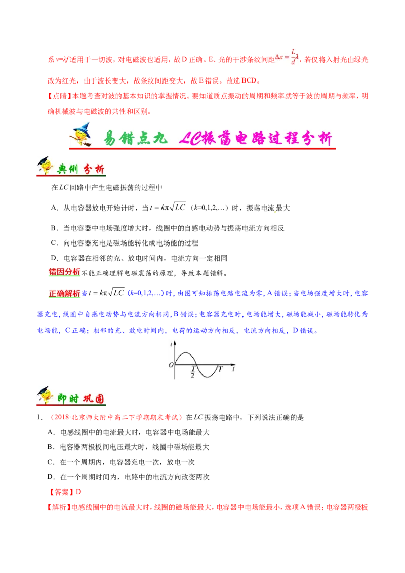 专题16选修3-4-备战2019年高考物理之纠错笔记系列（解析版）_04高考物理_新高考复习资料_2022年新高考复习资料_高考物理2022年一轮复习各版本_赠19年高考物理纠错笔记_719