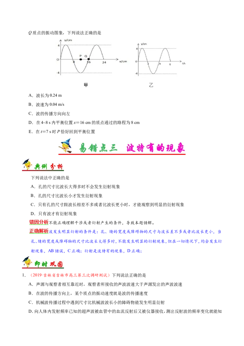 专题16选修3-4-备战2019年高考物理之纠错笔记系列（原卷版）_04高考物理_新高考复习资料_2022年新高考复习资料_高考物理2022年一轮复习各版本_赠19年高考物理纠错笔记_原卷版_746