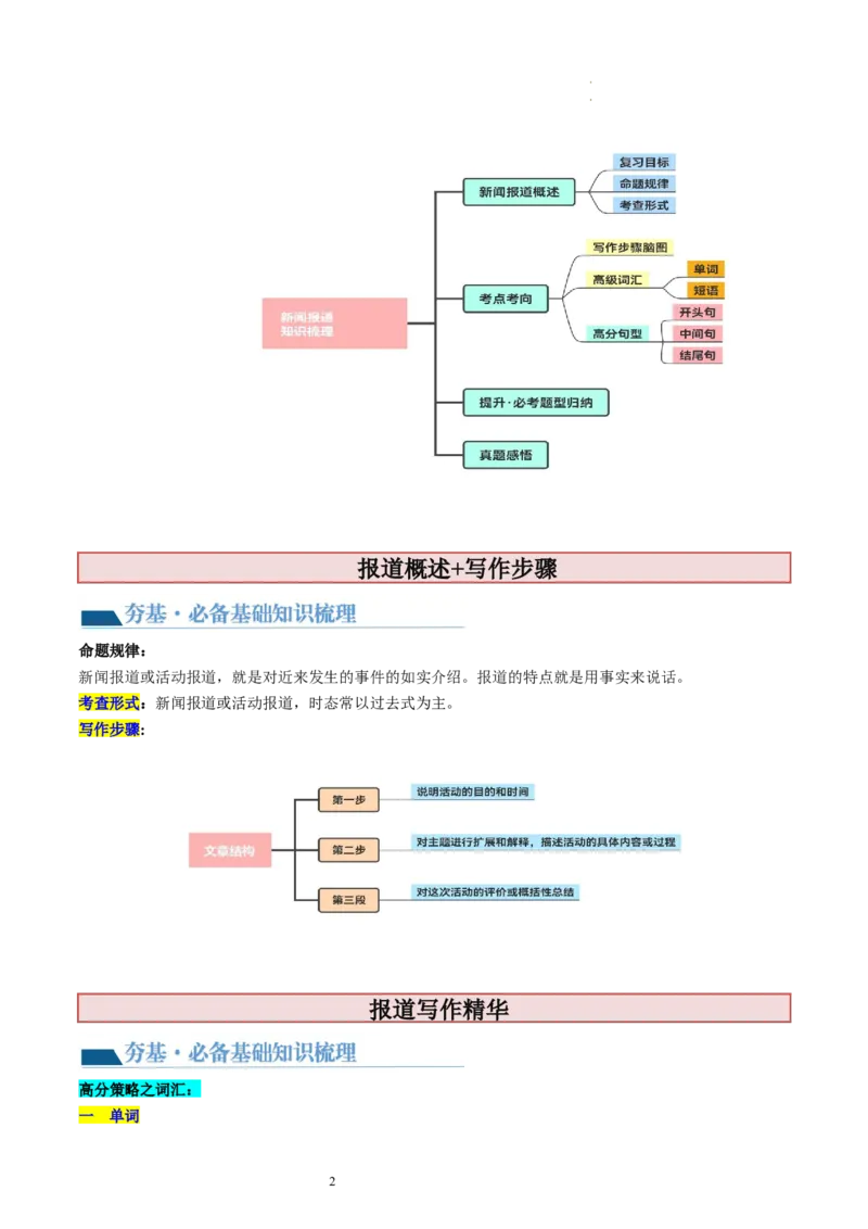 第33讲应用文写作之新闻报道（讲义）-2024年高考英语一轮复习讲练测（新教材新高考）（原卷版）_03高考英语_新高考复习资料_2024年新高考资料_一轮复习资料_第五部分写作