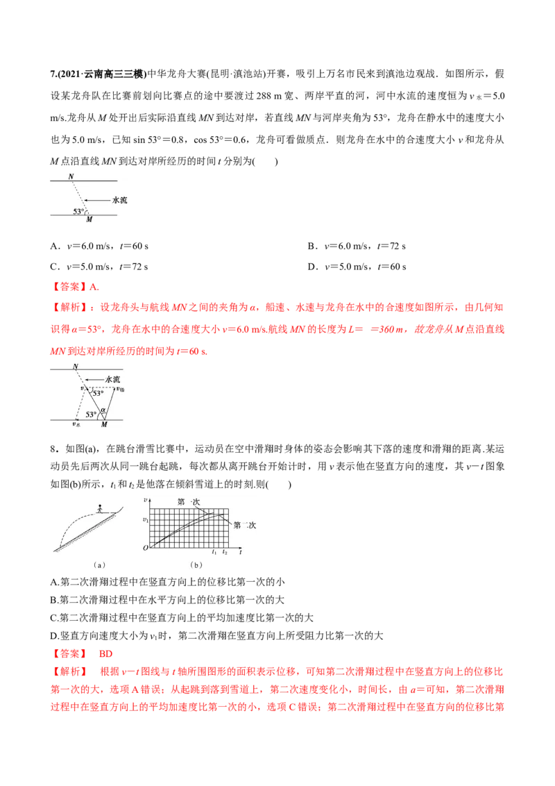 专题4.1曲线运动　运动的合成与分解练解析版_04高考物理_新高考复习资料_2022年新高考复习资料_2022年高考物理一轮复习讲练测（新教材新高考）