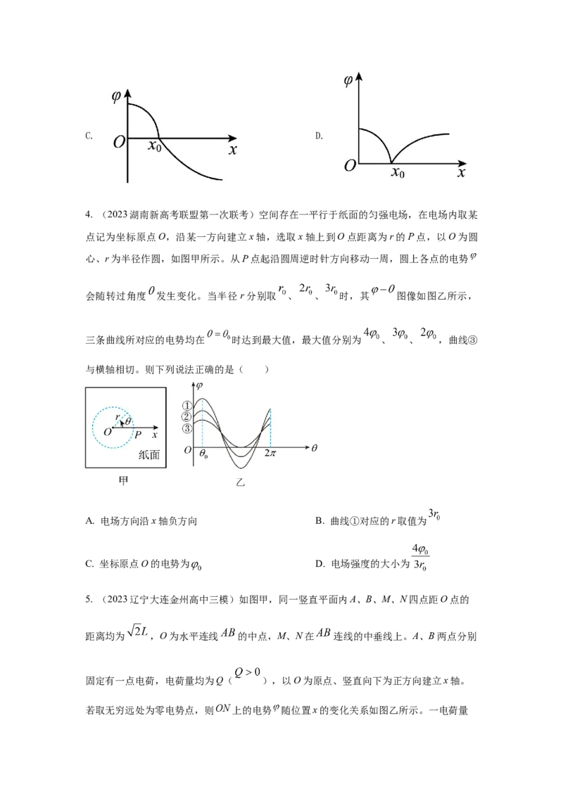 模型41电场图像信息模型（原卷版）_04高考物理_新高考复习资料_2024新高考复习资料_二轮复习资料_2024高考物理二轮复习80模型最新模拟题专项训练