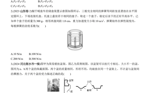 热点1　受力分析和共点力平衡淘宝店：红太阳资料库_04高考物理_2025年新高考资料_二轮复习_2025年高考物理大二轮_2025物理二轮专题复习学生用书Word版文档_考前特训_热点排查练