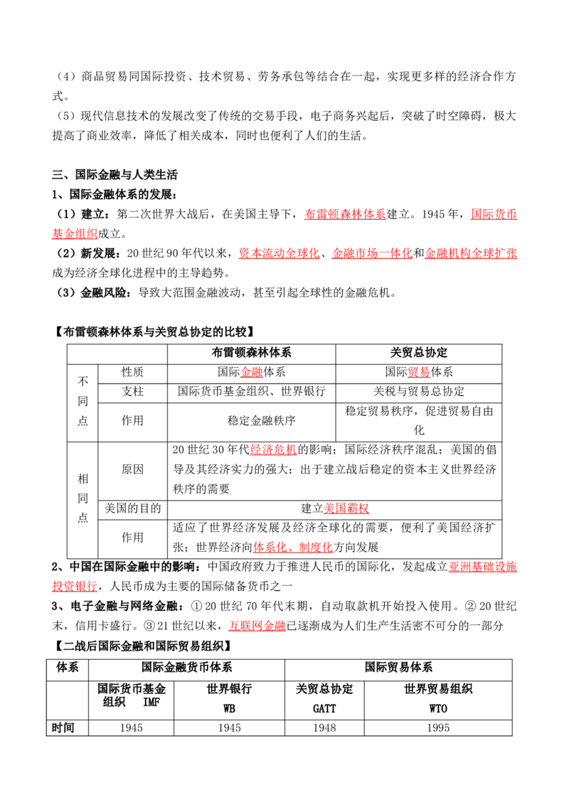 第三单元++商业贸易与日常生活+-背记手册高中历史全册最新核心考点必背清单（选择性必修一二三）_07高考历史_2024年新高考资料_1.2024一轮复习_选择性必修2：经济与社会生活