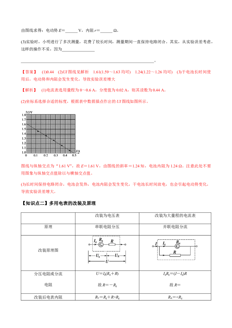 专题8.3电源电动势和内阻的测量、练习使用多用电表讲解析版_04高考物理_新高考复习资料_2022年新高考复习资料_2022年高考物理一轮复习讲练测（新教材新高考）