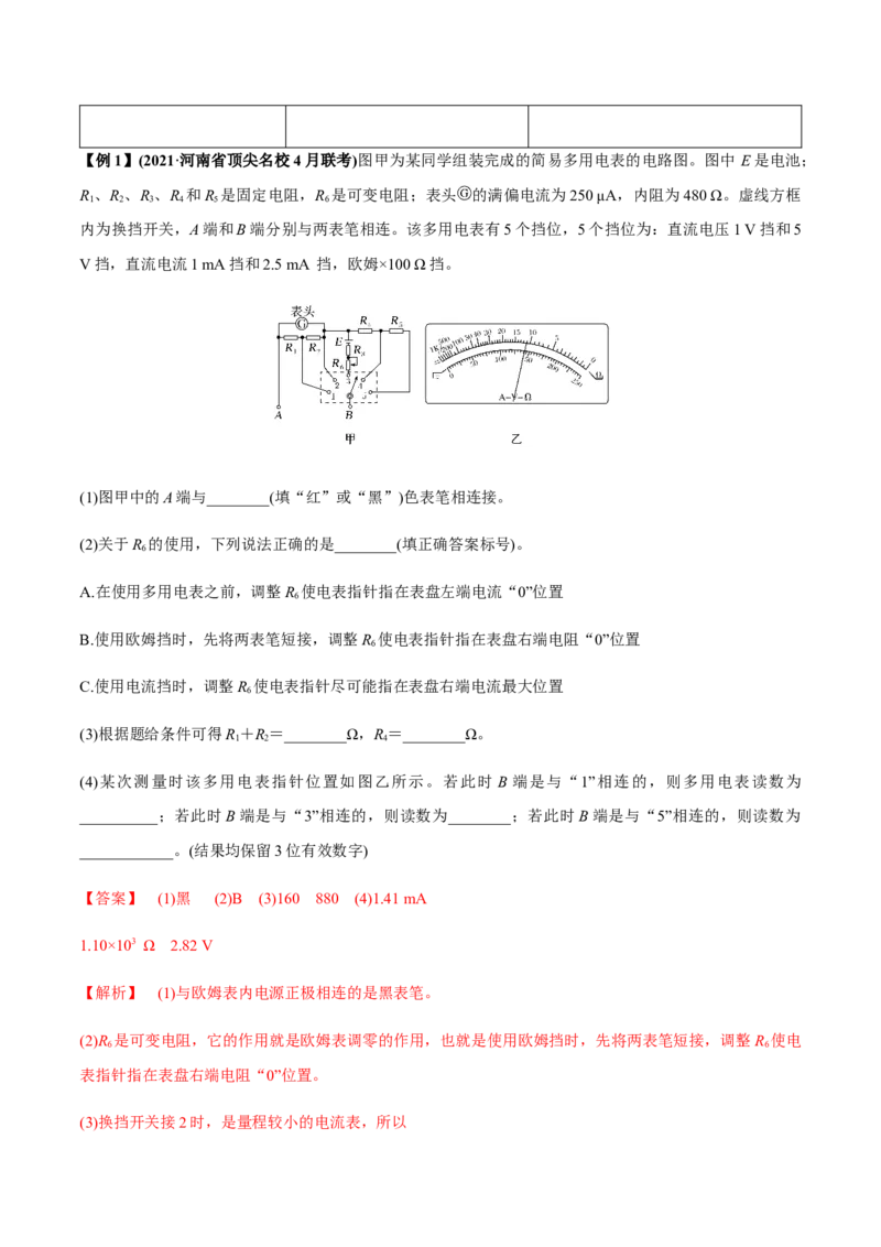 专题8.3电源电动势和内阻的测量、练习使用多用电表讲解析版_04高考物理_新高考复习资料_2022年新高考复习资料_2022年高考物理一轮复习讲练测（新教材新高考）