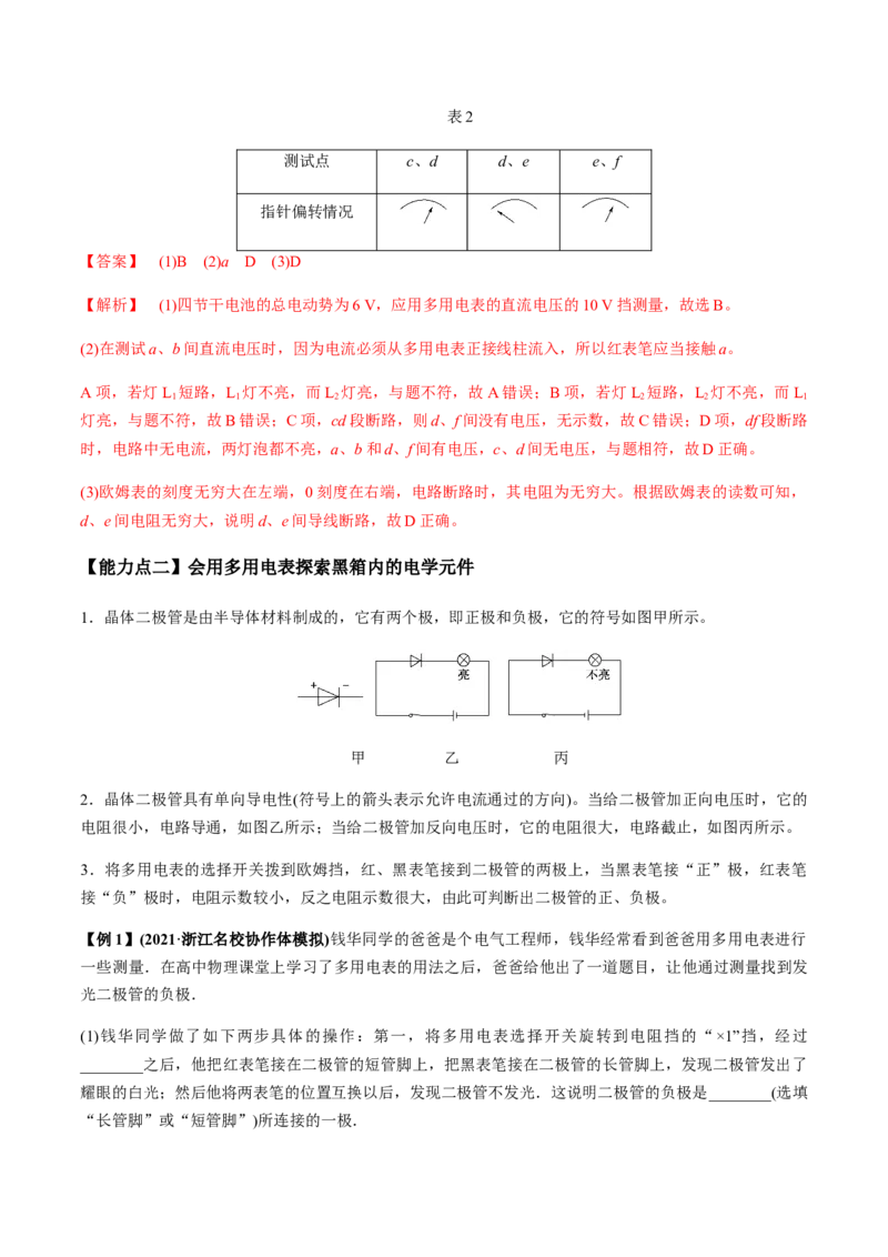 专题8.3电源电动势和内阻的测量、练习使用多用电表讲解析版_04高考物理_新高考复习资料_2022年新高考复习资料_2022年高考物理一轮复习讲练测（新教材新高考）