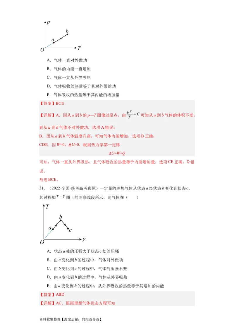 专题15热学(解析版)_04高考物理_通用版（老高考）复习资料_2024年复习资料_完五年（2019-2023）高考物理真题分项汇编（全国通用）