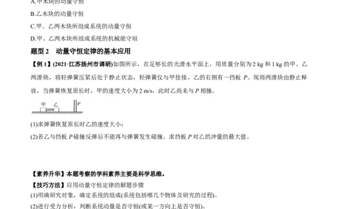专题9.2动量守恒定律的应用及实验讲原卷版_04高考物理_新高考复习资料_2022年新高考复习资料_2022年高考物理一轮复习讲练测（新教材新高考）