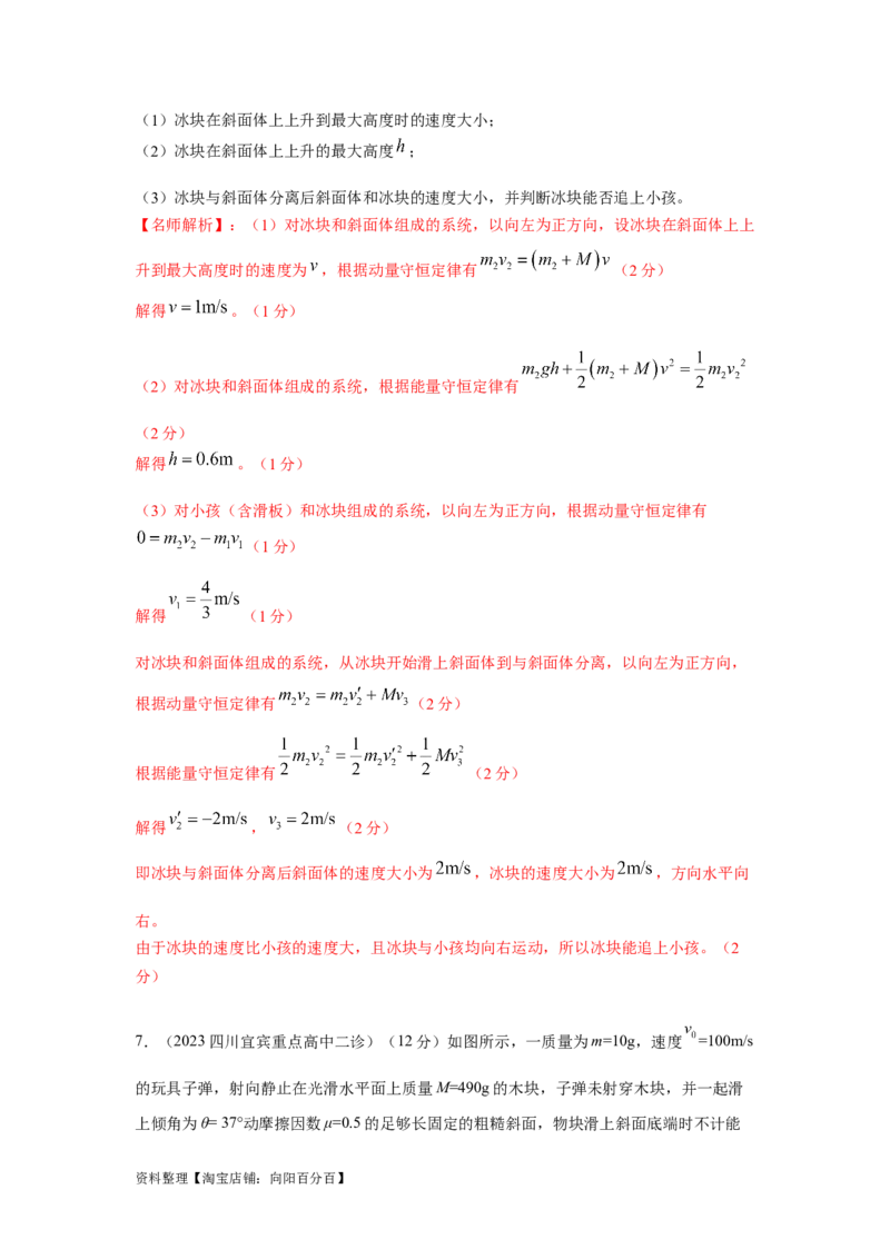 模型31子弹打木块模型（解析版）_04高考物理_新高考复习资料_2024新高考复习资料_二轮复习资料_2024高考物理二轮复习80模型最新模拟题专项训练_教师版（含答案解析）