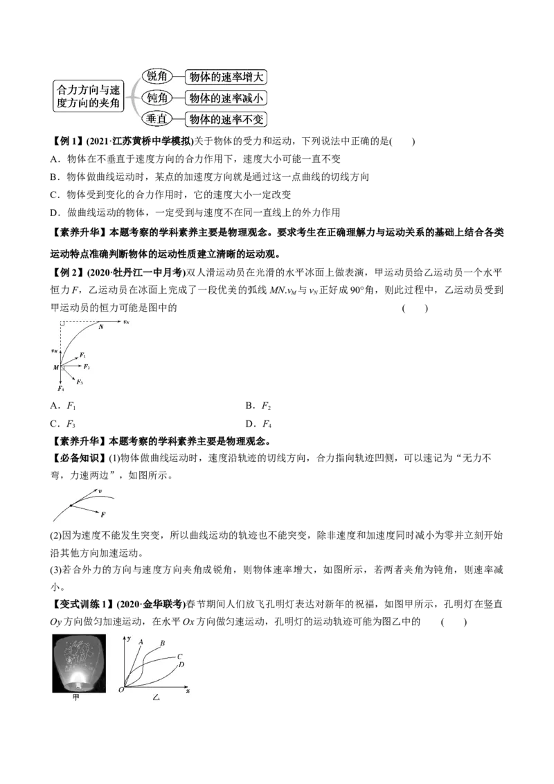 专题4.1曲线运动　运动的合成与分解讲原卷版_04高考物理_新高考复习资料_2022年新高考复习资料_2022年高考物理一轮复习讲练测（新教材新高考）