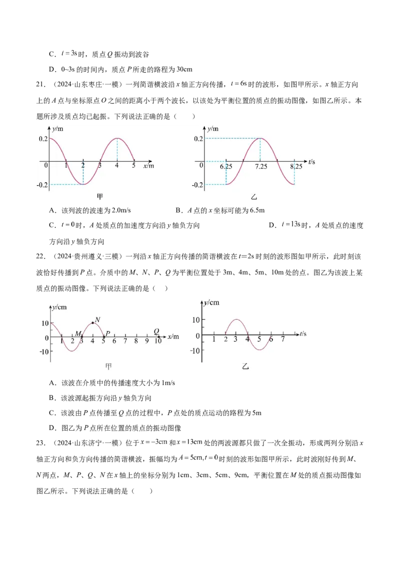 专题15机械振动与机械波（练习）（原卷版）_04高考物理_2025年新高考资料_二轮复习_上好课2025年高考物理二轮复习讲练测（新高考通用）3381829