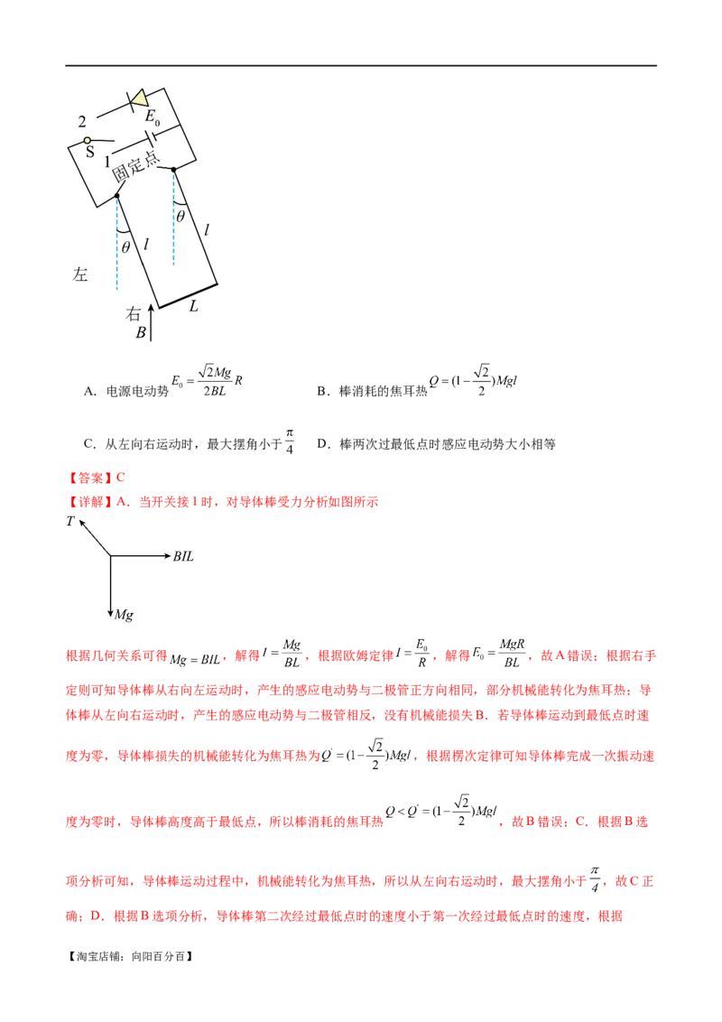 专题13电磁感应（练习）（解析版）_04高考物理_新高考复习资料_2024新高考复习资料_二轮复习资料_2024年高考物理二轮复习讲练测（新教材新高考）_配套练习（原卷版+解析版）