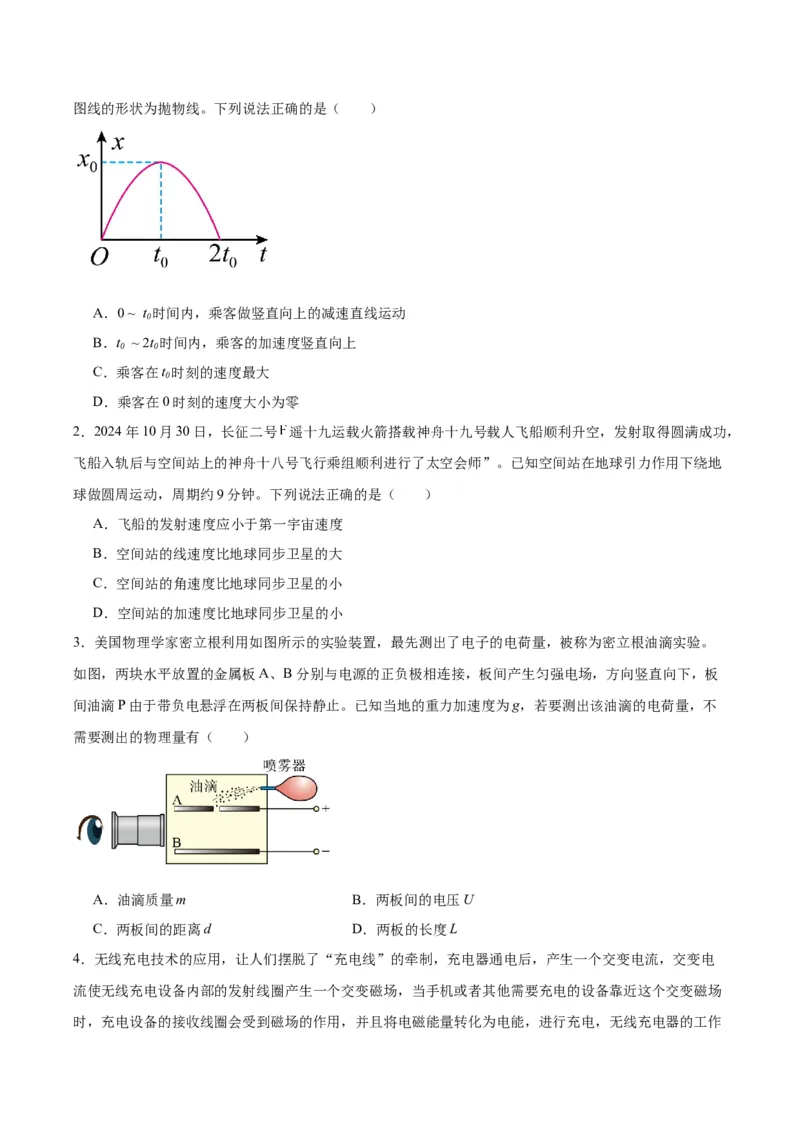 信息必刷卷04（原卷板）_04高考物理_2025年新高考资料_2025考前信息卷_2025年高考物理考前信息必刷卷（云南专用）34449645_信息必刷卷04（云南专用）-2025年高考物理考前信息必刷卷