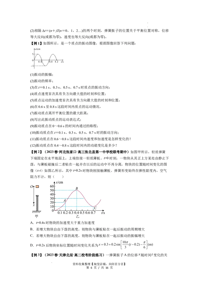 专题18机械振动（原卷版）_04高考物理_通用版（老高考）复习资料_2024年复习资料_完2024届高考物理一轮复习热点题型归类训练