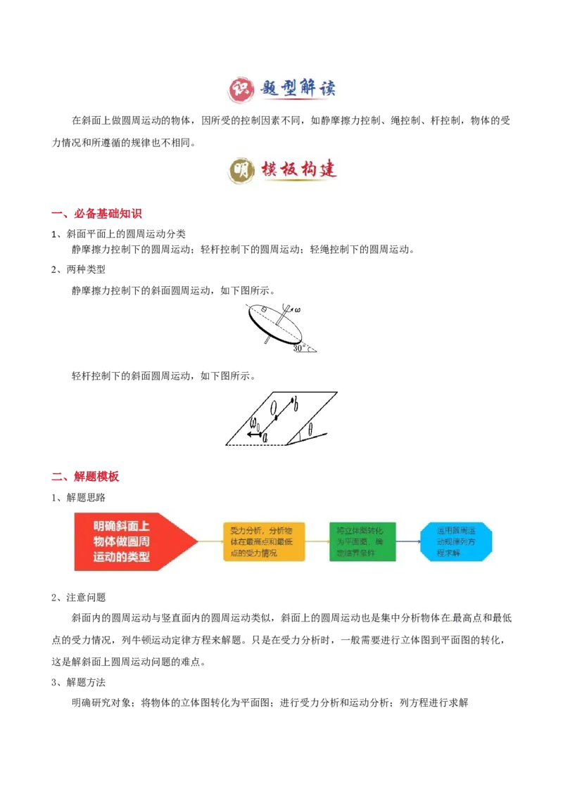 模板05圆周运动（五大题型）（原卷版）_04高考物理_2025年新高考资料_二轮复习_2025年高考物理答题技巧与模板构建339420717