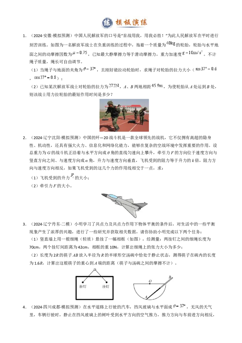 模板02相互作用（两大题型）（原卷版）_04高考物理_2025年新高考资料_二轮复习_2025年高考物理答题技巧与模板构建339420717