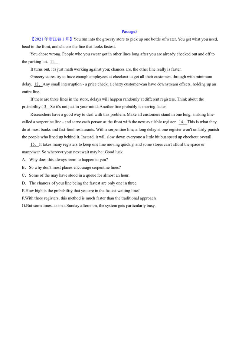 考点29阅读七选五-段首设空题（核心考点精讲精练）-备战2025年高考英语一轮复习考点帮（新高考通用）（原卷版)_03高考英语_2025年新高考资料_一轮复习