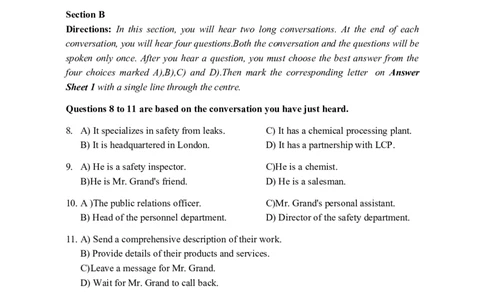 2015年06月四级真题第1套_02.四六级真题+模拟题（0128）_四级真题+音频+解析(0128)_02.2013&mdash;2015年旧题型_2015年06月CET4_2015.06四级真题word