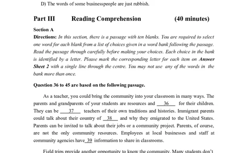 2015年06月四级真题第1套_02.四六级真题+模拟题（0128）_四级真题+音频+解析(0128)_02.2013&mdash;2015年旧题型_2015年06月CET4_2015.06四级真题word