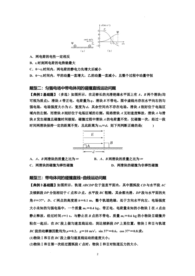 知识点73：电场中带电体的动量和能量问题（原卷版）_04高考物理_新高考复习资料_2024新高考复习资料_一轮复习资料_基础版2024届高考物理一轮复习讲义及对应练习