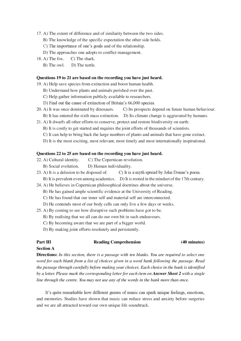 2024年06月大学英语六级考试真题（第1套）_最新更新，视频都在这_2026，6月六级速转存易和谐_新大学英语2025.6月4.6级真题_六级真题_01六级真题+答案解析+听力音频