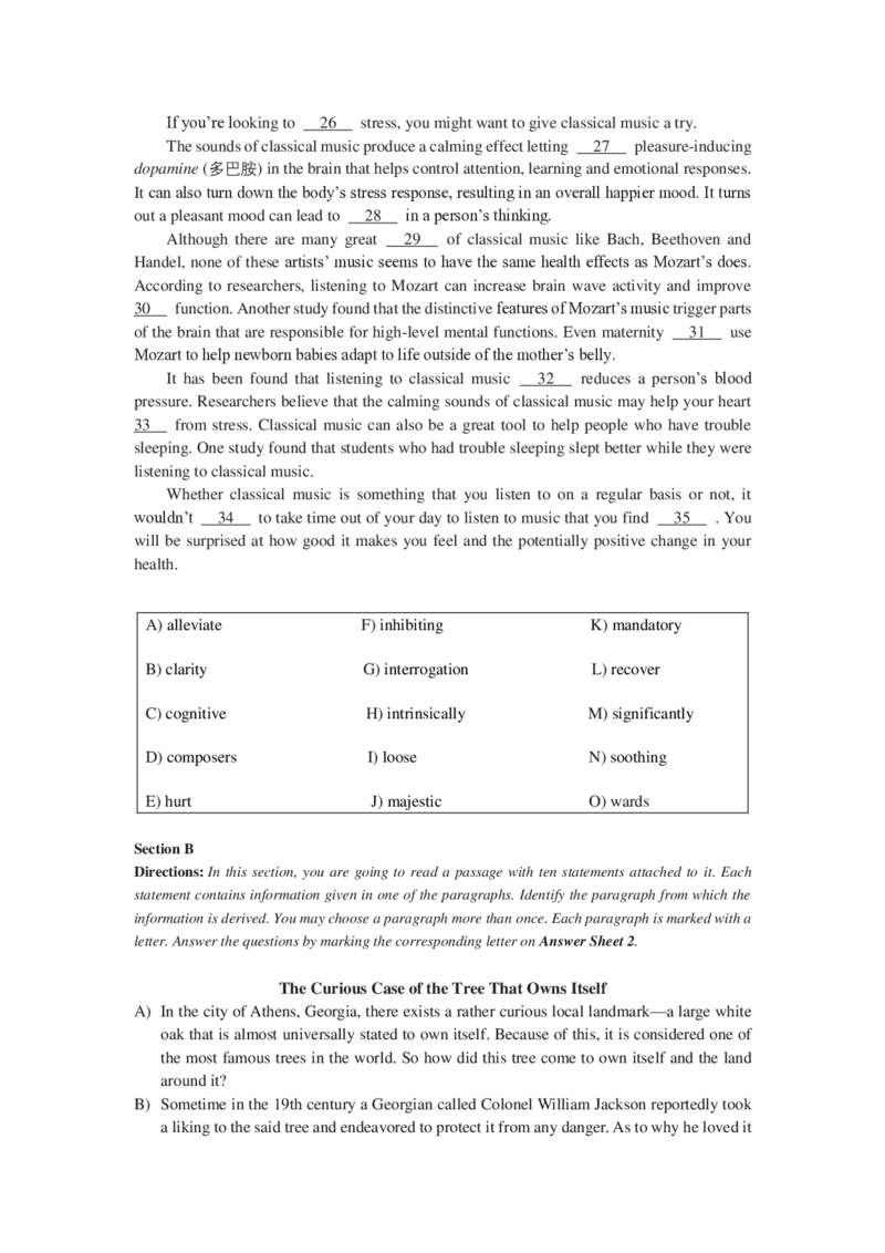 2024年06月大学英语六级考试真题（第1套）_最新更新，视频都在这_2026，6月六级速转存易和谐_新大学英语2025.6月4.6级真题_六级真题_01六级真题+答案解析+听力音频