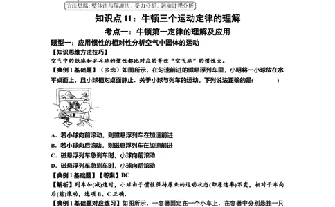 知识点11：牛顿三个运动定律的理解（解析版）_04高考物理_新高考复习资料_2024新高考复习资料_一轮复习资料_基础版2024届高考物理一轮复习讲义及对应练习