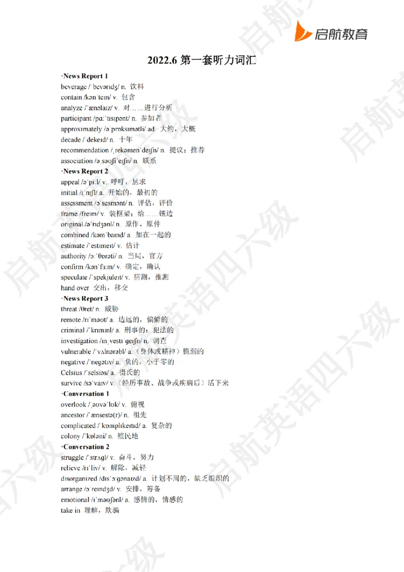 2022.6四级听力词汇_最新更新，视频都在这_2026、6月四级速转存易和谐_0、2025年12月四级_01.启航四级全程班马天艺_08.2021-2025听力真题词汇