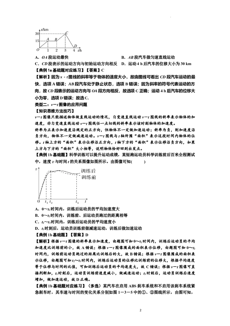 知识点3：运动学图像问题（基础解析版）_04高考物理_新高考复习资料_2024新高考复习资料_一轮复习资料_基础版2024届高考物理一轮复习讲义及对应练习_知识点3：运动学图像问题