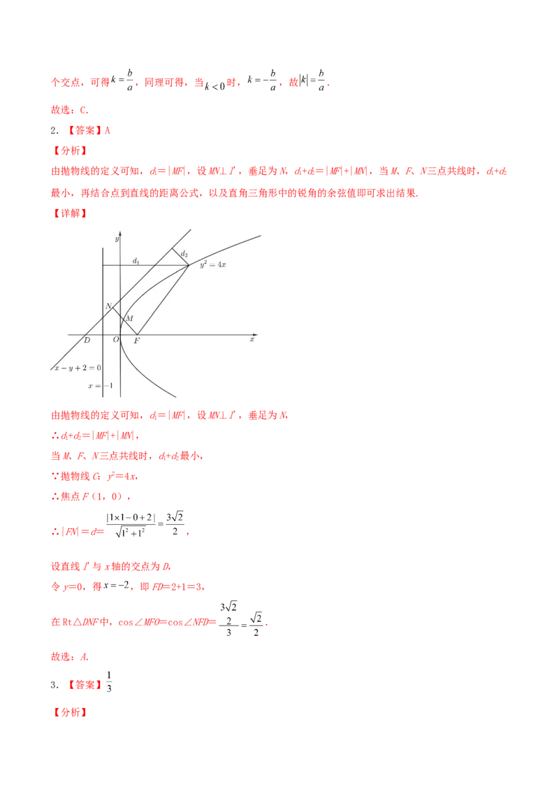 考向43直线与圆锥曲线-备战2022年高考数学一轮复习考点微专题（新高考地区专用）(31202946)_02高考数学_新高考复习资料_2022年新高考资料