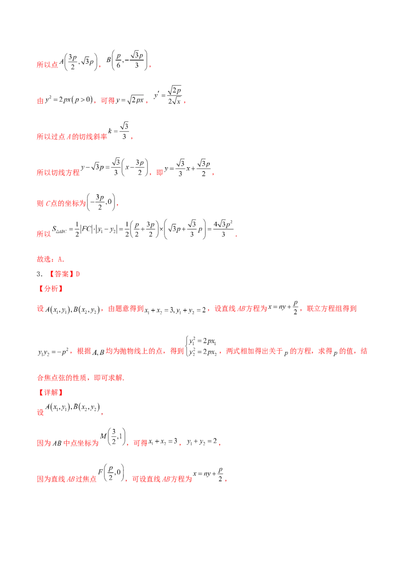 考向43直线与圆锥曲线-备战2022年高考数学一轮复习考点微专题（新高考地区专用）(31202946)_02高考数学_新高考复习资料_2022年新高考资料