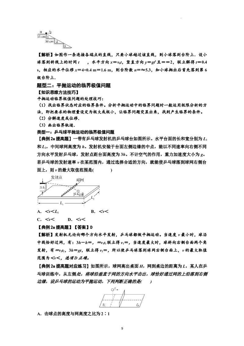 知识点25：抛体运动（提高解析版）_04高考物理_新高考复习资料_2024新高考复习资料_一轮复习资料_提高版2024届高考物理一轮复习讲义及对应练习_知识点25：抛体运动提高版