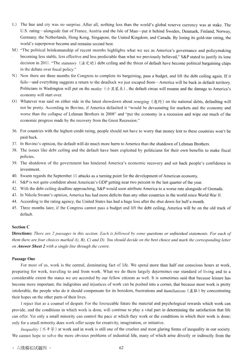 版本一六级模拟试卷全5套_02.四六级真题+模拟题（0128）_六级模拟卷全10套(0128)_版本一六级模拟卷5套