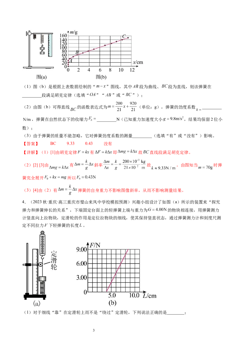 第10讲探究弹簧弹力与形变量的关系（练习）（解析版）_04高考物理_新高考复习资料_2024新高考复习资料_一轮复习资料_2024年高考物理一轮复习讲练测（讲义+练习+课件）（新高考）