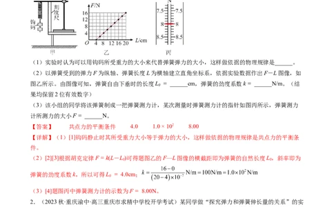 第10讲探究弹簧弹力与形变量的关系（练习）（解析版）_04高考物理_新高考复习资料_2024新高考复习资料_一轮复习资料_2024年高考物理一轮复习讲练测（讲义+练习+课件）（新高考）