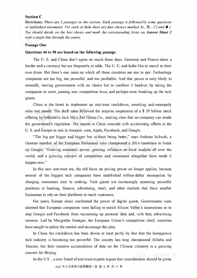 2022年09月大学英语6级真题（全三套）_最新更新，视频都在这_2026、6月四级速转存易和谐_四六级真题+资料包_六级真题_2022年09月六级真题及答案解析（全三套）