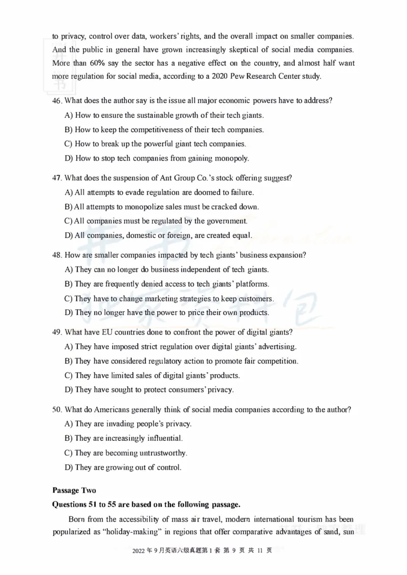 2022年09月大学英语6级真题（全三套）_最新更新，视频都在这_2026、6月四级速转存易和谐_四六级真题+资料包_六级真题_2022年09月六级真题及答案解析（全三套）