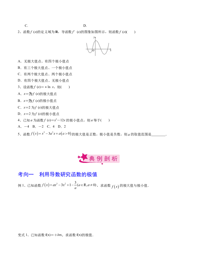 考点22利用导数研究函数的极值和最值（原卷版）_02高考数学_新高考复习资料_2022年新高考资料_备战2022年高考数学一轮复习考点帮（新高考地区专用）8.2更新