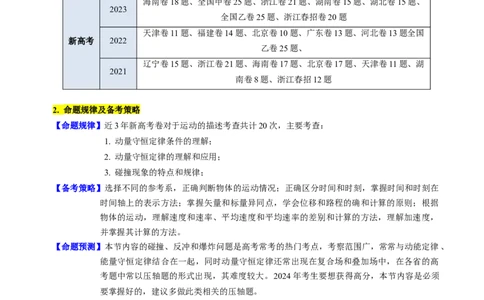 考点28动量守恒定律及其应用（核心考点精讲+分层精练）-备战2024年高考物理一轮复习考点帮（新高考专用）（解析版）_04高考物理_新高考复习资料_2024新高考复习资料_一轮复习资料