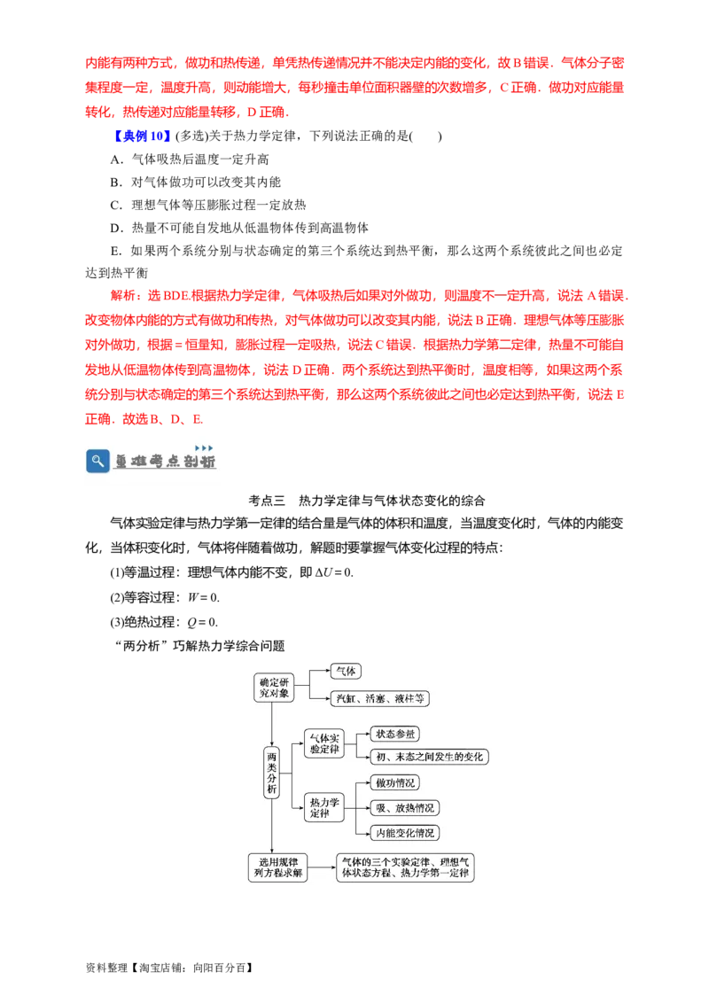 第54讲热力学定律与能量守恒定律（解析版）_04高考物理_通用版（老高考）复习资料_2024年复习资料_完划重点2024年高考一轮复习精细讲义