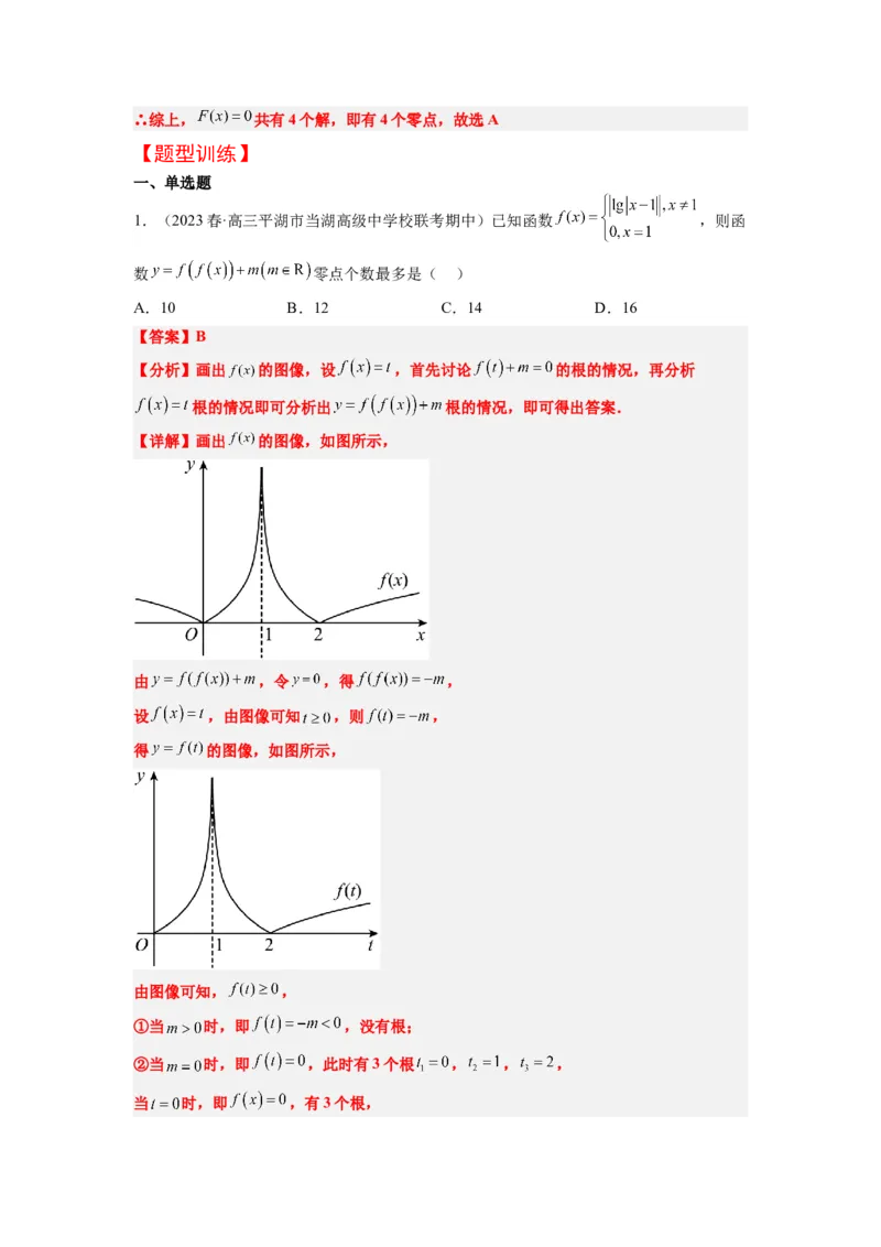素养拓展5嵌套函数的零点问题（解析版）_02高考数学_新高考复习资料_2024年新高考资料_一轮复习资料_完一轮复习讲义2024年高考数学高频考点题型归纳与方法总结（新高考）